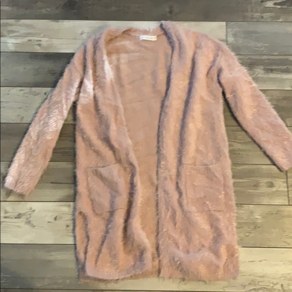 Pink fuzzy long sweater